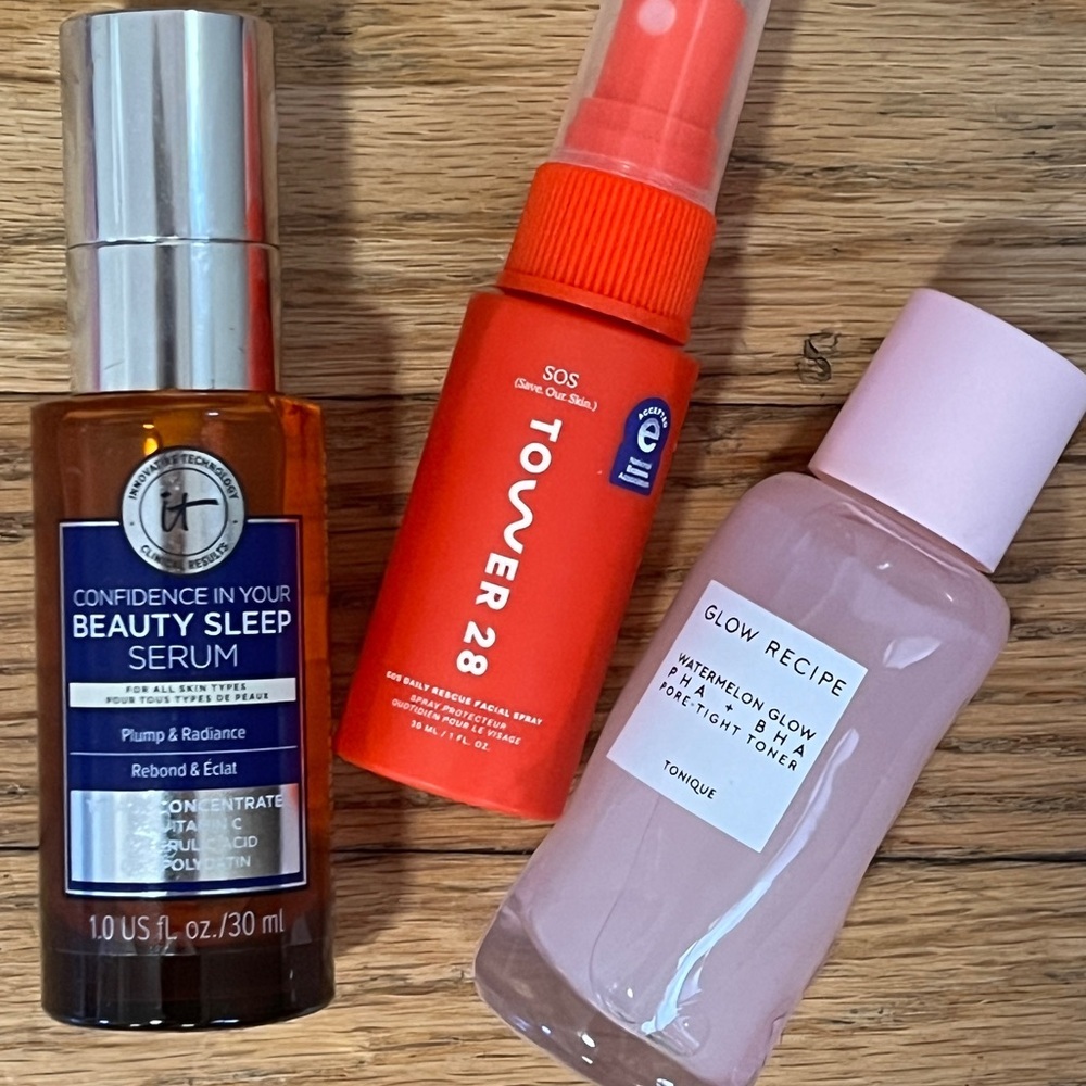 Glow Recipe Pink Watermelon Glow. IT Beauty Sleep Serum. Tower 28 Facial Spray - Picture 2 of 6